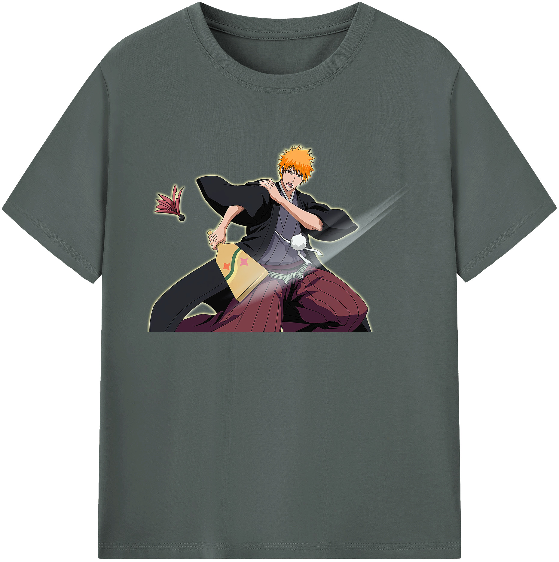 （画像用） ブリーチ 黒崎一護（くろさき いちご）BLEACH Kurosaki Ichigo 綿100％ メンズ半袖Tシャツ｜肌触りやわらか＆通気性